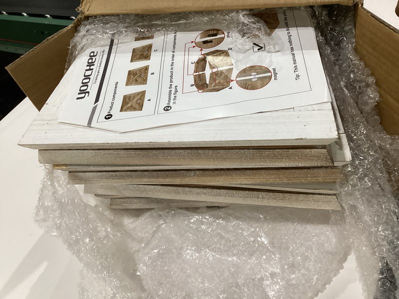 Condition photo showing New/Like New for Wooden Christmas Tree Collar, 8 Panels 28'' Octagon White Christmas Tree Base Cover Decor for Artificial Tree, Rustic Farmhouse Trapezoid Tree Skirt Alternative for 4-7.5 ft Trees White 28''