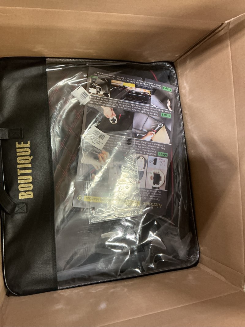 Condition photo showing Good Condition for Aierxuan Truck Seat Covers for Chevy Silverado GMC Sierra Trail Boss Z71 Pickup 2007-2025 1500 2500HD 3500HD Crew Double Extended Cab Waterproof Leather (Full Set, Black-Red)