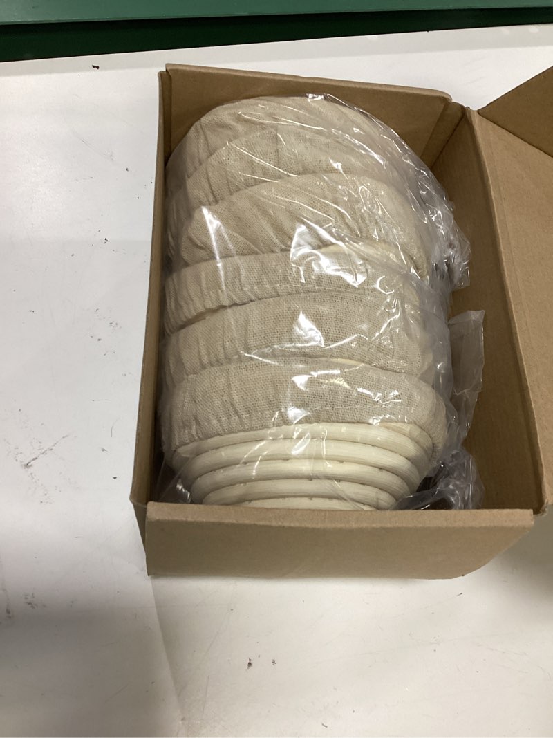 Condition photo showing Good Condition for doyolla mini bread dough proofing basket & liner (set of 6, 5 inch), sourdough bread bakery bowls for professional & home bakers