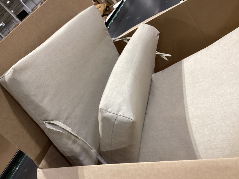 Condition photo showing Good Condition for similar to outdoor chair cushions, water-resistant & fade-resistant, patio furniture lawn dining chair seat replacement with mid back, ties zipper, removable cover, 18 x 16.5 inch, set of 2, beige beige 18\" x 16.5\" 2 pack