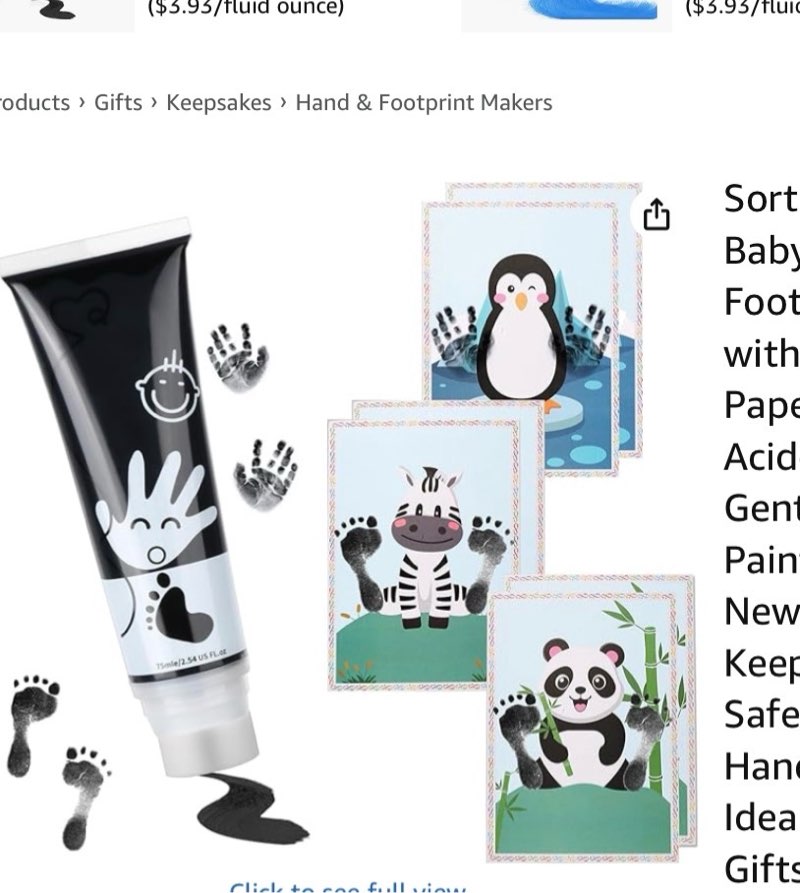 Sortnic 75ml Baby Hand and Footprint Ink Kit with 6 Animal A4 Papers, Non Toxic Acid-Free, Safe Gent