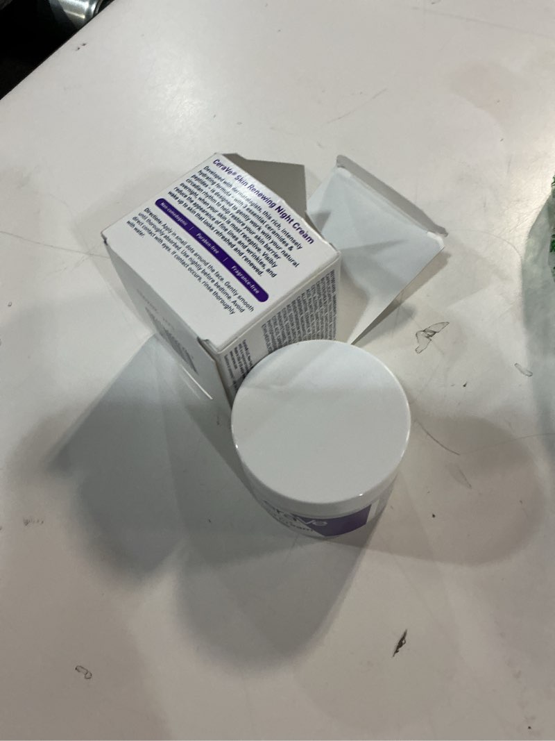 Condition photo showing Good Condition for CeraVe Skin Renewing Night Cream, Niacinamide, Peptide Complex, and Hyaluronic Acid Moisturizer for Face, 1.7 Ounce, Packaging may Vary