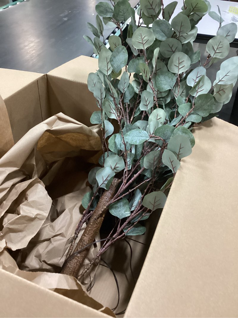 Condition photo showing As Is for lightshare 6ft lighted eucalyptus tree 270l warm white led artificial greenery with lights for wedding holiday home party decoration indoor outdoor