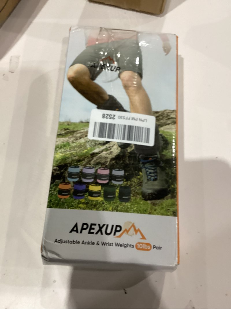 Condition photo showing As Is for APEXUP 10lbs/Pair Adjustable Ankle Weights for Women and Men, Modularized Leg Weight Straps for Yoga, Walking, Running, Aerobics, Gym Black