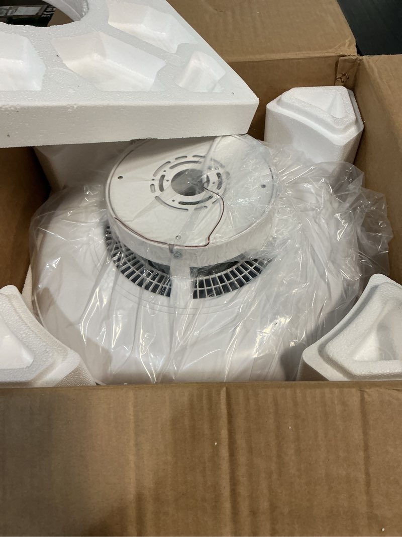 Condition photo showing New/Like New for mixoo low profile bladeless ceiling fan with light & remote, flush mount dimmable ceiling fan lighting kit, 6-speed quiet reversible motor for bedroom, kids room, kitchen, modern white (18in)