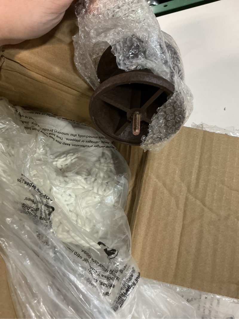 Condition photo showing New/Like New for jonathan y beverly 9 ft. coastal cream and white striped half patio umbrella with scalloped fringe, crank lift, and manual tilt for balcony, dark brown pole umb1201d