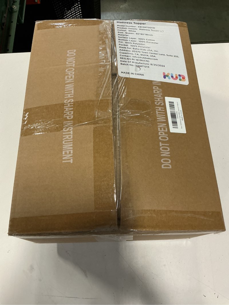 Condition photo showing New/Like New for KUB Cotton Mattress Topper, Queen, Cooling Cotton Pillow Top with 8-21 Inch Deep Pocket, 3D Snow Down Alternative Fill, Breathable Fluffy Mattress Pad Cover (White, Queen 80 * 60inch) White Queen
