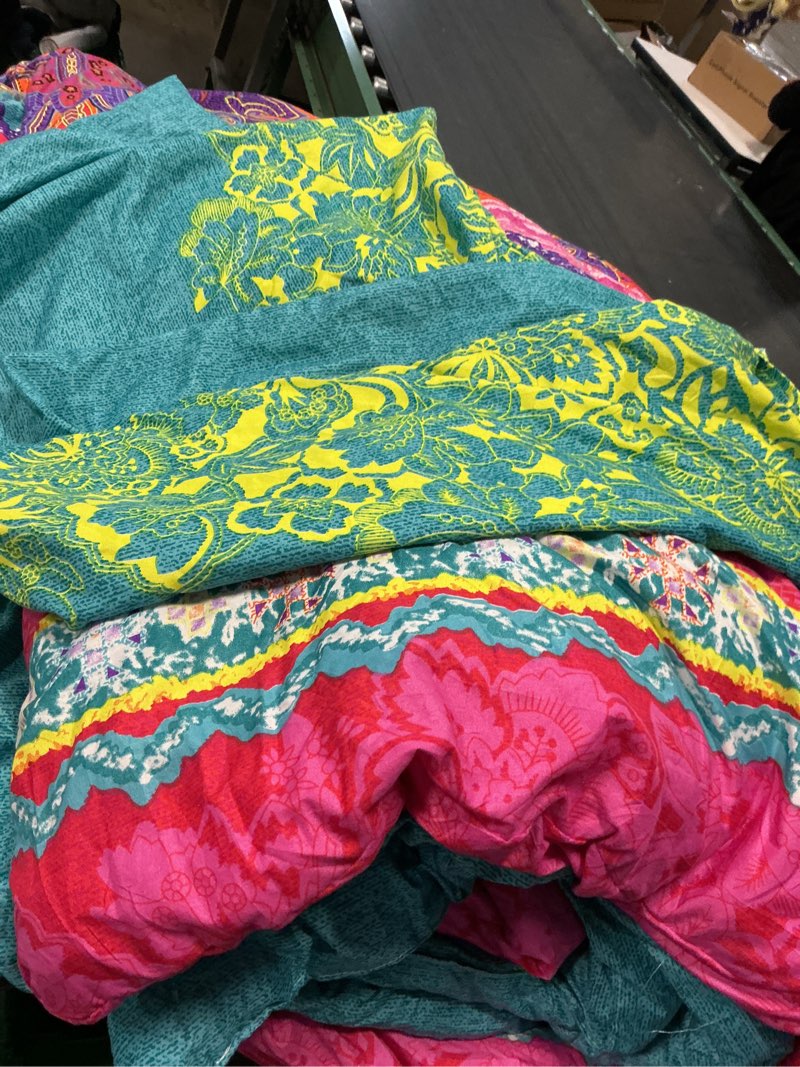 Condition photo showing As Is for dodou boho style bedding set boho duvet cover set bohemian bedding set 3psc (queen) pink and blue queen