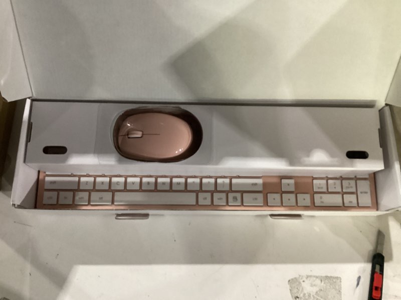 Condition photo showing New/Like New for LeadsaiL Pink Wireless Keyboard and Mouse Combo, Full-Sized Ergonomic Computer Keyboard, 2.4GHz Cordless Keyboard Silent Mouse Set with 2-in-1 USB Receiver, 12 FN Shortcuts for Windows Laptop, PC/Mac