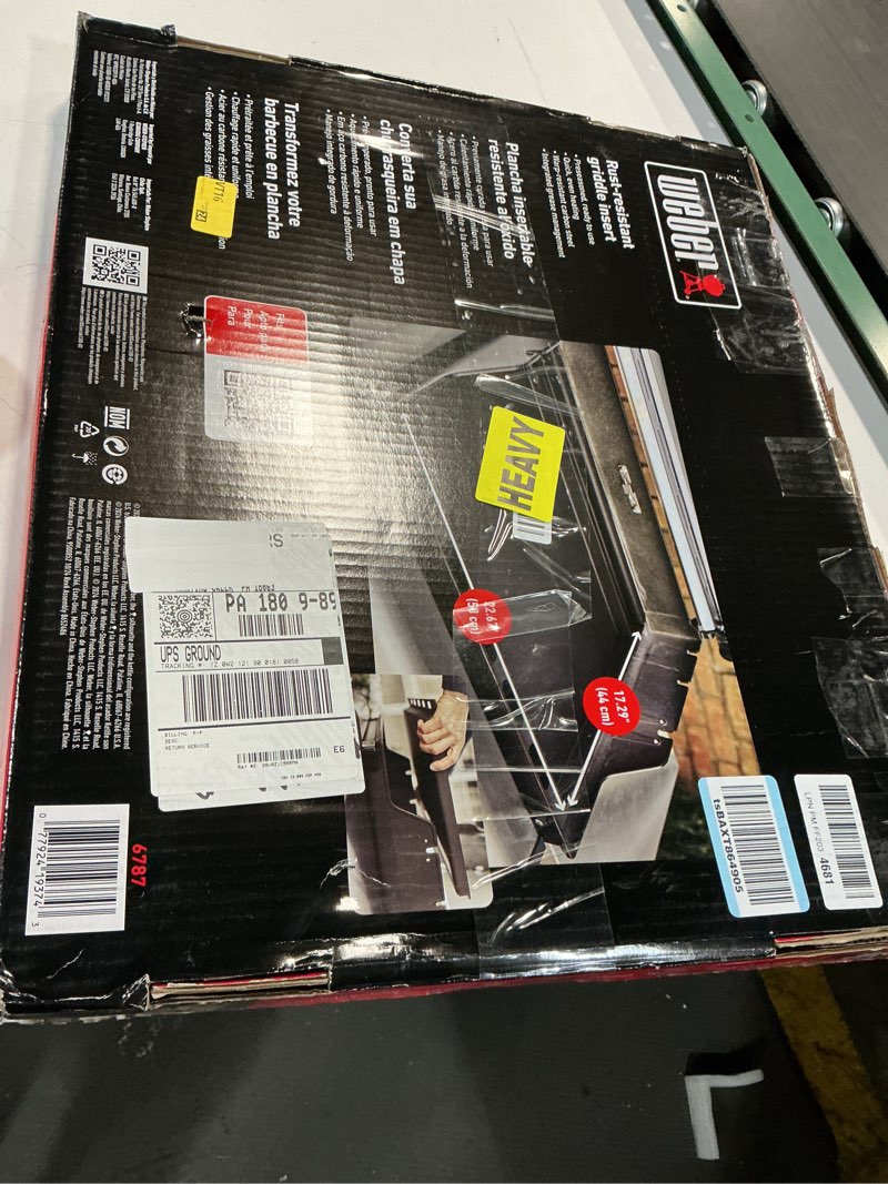 Condition photo showing As Is for Weber Rust-Resistant Outdoor Griddle Insert for Searwood and Large Spirit Series Grills, Full-Size 22.7" x 17.3" x 1.2"