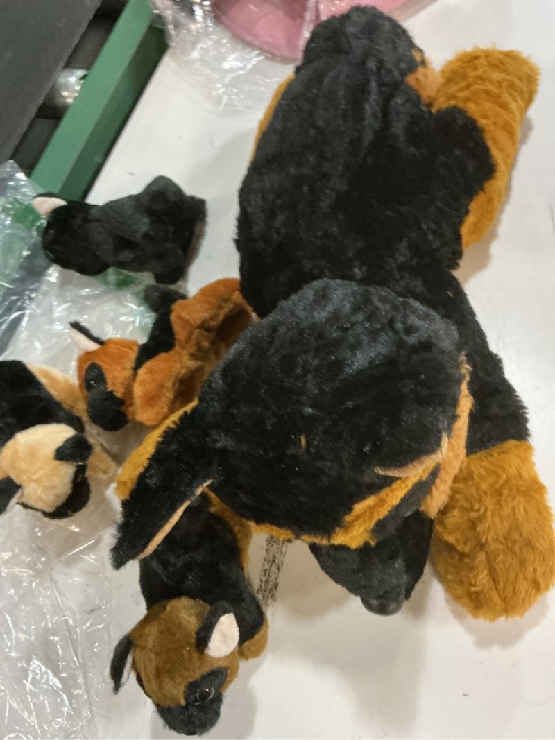 Condition photo showing Good Condition for skylety 5 pcs dog stuffed animal puppy stuffed with babies inside 1 big mommy with 4 mini baby cute soft toy for children birthday party adopt a puppy favor(german shepherd)