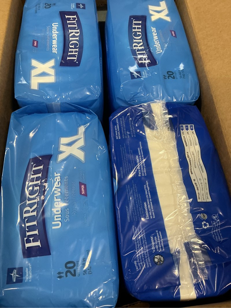 Condition photo showing Good Condition for FitRight Super Adult Incontinence Underwear, Maximum Absorbency, X-Large, 56-68, 4 Packs of 20 (80 T