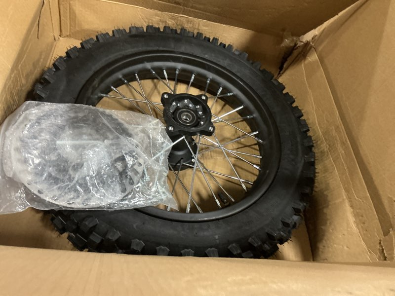 Condition photo showing Good Condition for RUIQIMOTO 3.00-14 90/100-14 Dirt Bike Rear Rim Wheel Tire With 15mm Bearing for 125cc 140cc 150cc 160cc Kayo TT140 TTR125 RM80 RM85 KLX140R DB17 DB27?X-Motos Apollo RFZ DB-X18 SSR SR150 Baja Pit Bike