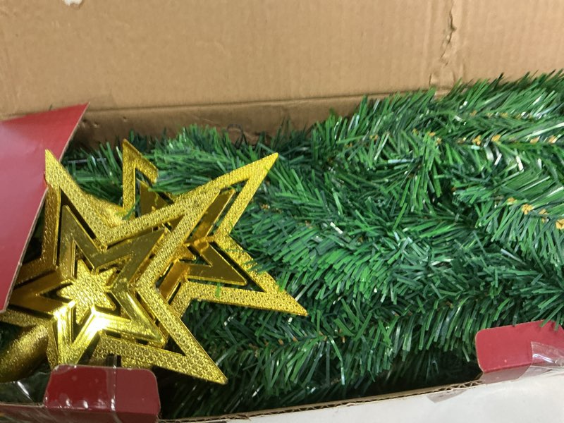 Condition photo showing Good Condition for 2 Pack 3.6Ft Solar Christmas Tree with 100 Snowflake Lights, Waterproof Christmas Decorations Outdoor, Solar Christmas Lights Outdoor Xmas Tree for Yard, Pathway, Porch, Cemetery, Holiday Decor