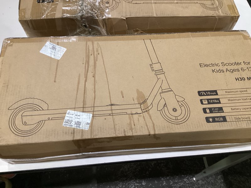 Condition photo showing New/Like New for Gyroor H30 Max Electric Scooter for Kids, LED Dispaly, 150W Powerful Motor, Dual Brake System, Adjustable Height and Speed, Best Presents for Kids H30Max-Blue DAMAGED BOX