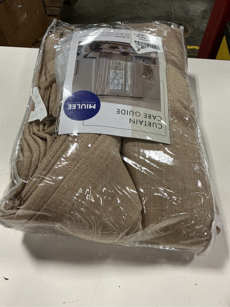 Condition photo showing New/Like New for miulee pinch pleated thick linen curtains 90 inches 2 panels brown drapes | long thick curtains for living room bedroom,memory trained pinch pleat drapes,back tab light filtering,with hooks