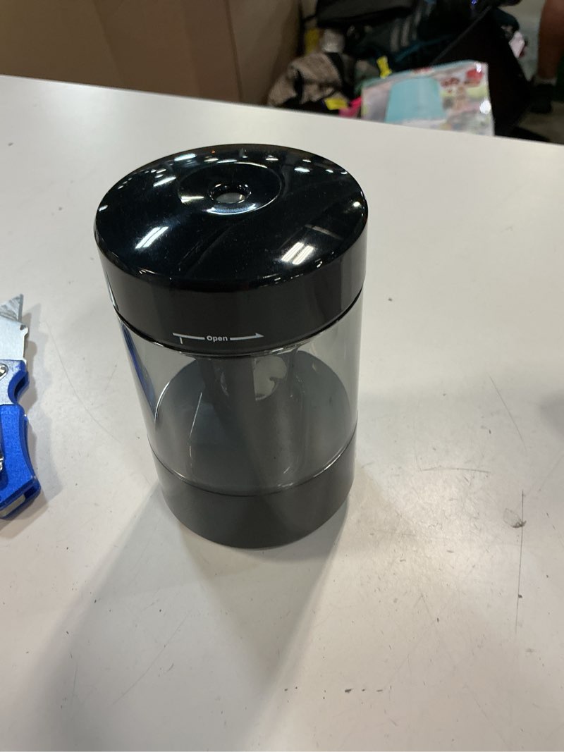 Condition photo showing New/Like New for electric pencil sharpener for classroom, fully automatic pencil sharpener for 6-8mm pencils & colored pencils, auto in & out, type-c rechargeable pencil sharpeners for home, school, black