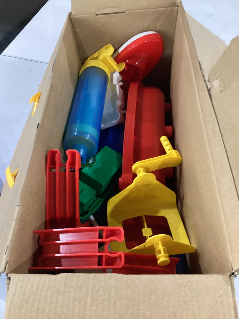 Condition photo showing As Is for incomplete**** vatos 2-tier outdoor water table toys for kids, 61pcs diy summer waterways playset with pump, toddler water park toys for pool backyard beach, sensory activity fun toy gift for boys girls 3-5 4-8