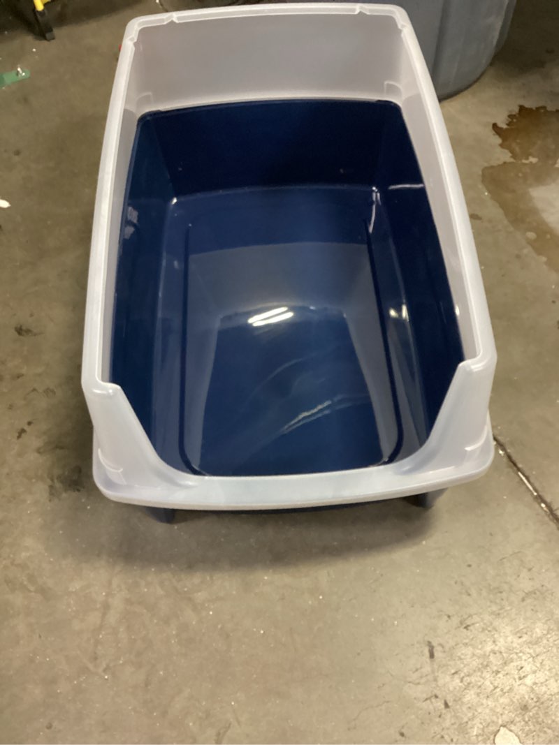 IRIS Open Top Cat Litter Box with Shield, Navy