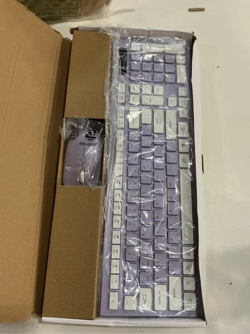Condition photo showing Good Condition for wireless keyboard and mouse combo, full-sized wireless keyboard and adjustable dpi mouse, 2.4ghz usb receiver, silent keyboard and mouse for pc, windows, mac, desktop, laptop(purple)