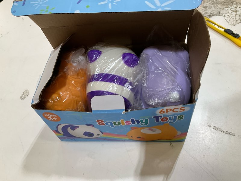 Condition photo showing Good Condition for cat squishies stress balls for adults kids: 6pcs jumbo animal squishies slow rising fidget sensory toys classroom prizes party favors valentines gifts easter goodie bags christmas stocking stuffers