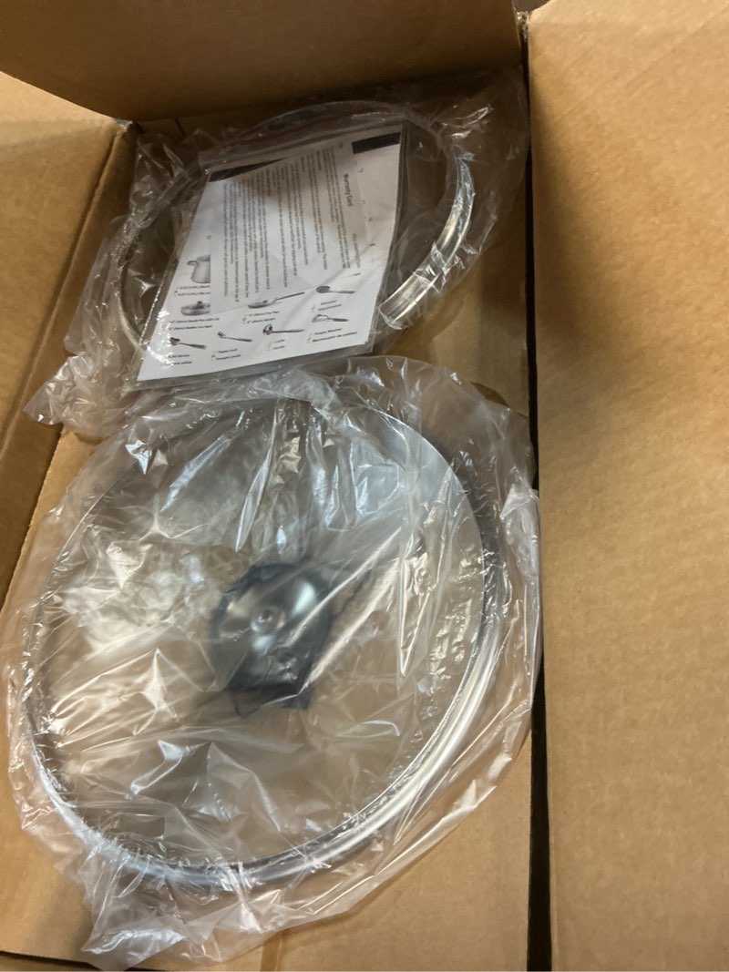 Condition photo showing New/Like New for HOMICHEF 14-Piece Nickel Free Stainless Steel Cookware Set - Nickel Free Pots and Pans Set - Non-Toxic, Healthy Induction Cookware Shiny SILVER - Mirror Polished - 6 Years Warrantv 14 PCS - 4MM Thick 3-PLY Base