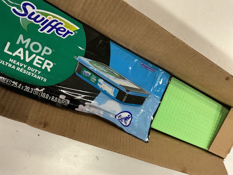 Condition photo showing As Is for Swiffer Sweep & Mop Deluxe 2-in-1 Multi-Surface Kit for Floor Cleaning, Includes 1 Sweeper Device, 5 Dry Sweeping + 6 Wet Mopping Heavy Duty Cloths, Black Deluxe Starter Kit