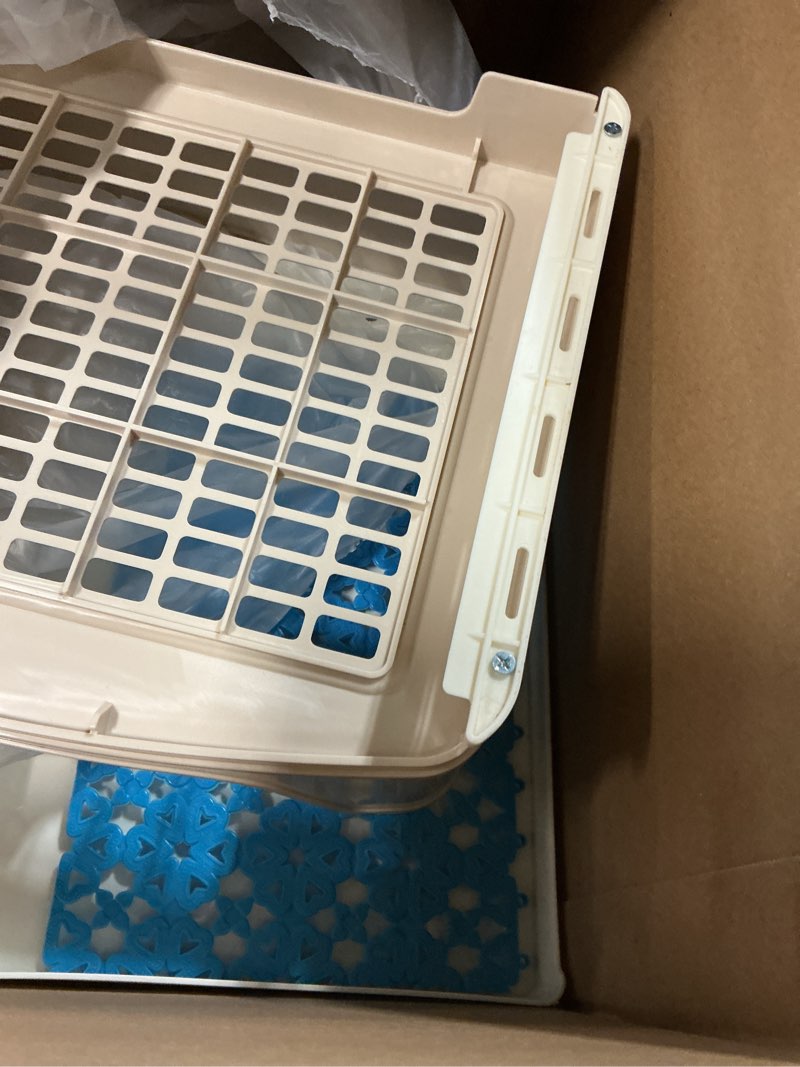 Condition photo showing As Is for Hamiledyi Large Rabbit Litter Box - Corner Pet Toilet with Removable Drawer & Plastic Grate, Bigger Litter Pan for Small Animals (Guinea Pigs, Chinchillas, Ferrets, Adult Hamsters) BLUE