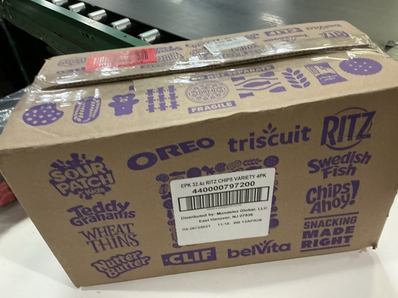 Condition photo showing New/Like New for (Best by 13 apr 20267RITZ Toasted Chips Variety Pack, Cheddar, Sour Cream and Onion, and Original Crackers, Holiday Party Snacks, Bulk Snacks, Christmas Crackers, 4 Bags