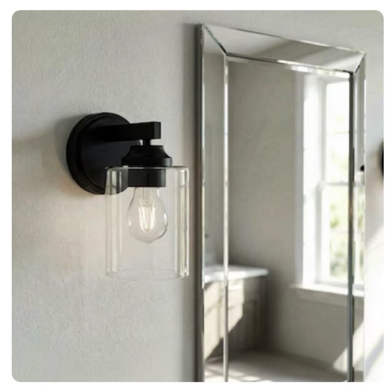 allen + roth emeryson 4.72-in 1 light matte black transitional bathroom vanity light