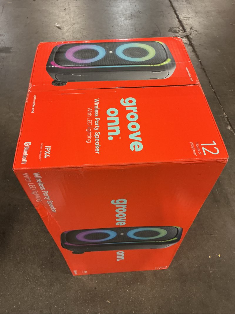 Condition photo showing New/Like New for onn large party speaker gen 2 with led lighting