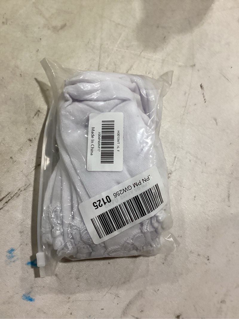 Condition photo showing Good Condition for funjoon girls white ruffle socks toddler girls lace frilly dress cotton school uniform crew socks 2t-10y 6 pack white 8-10 years