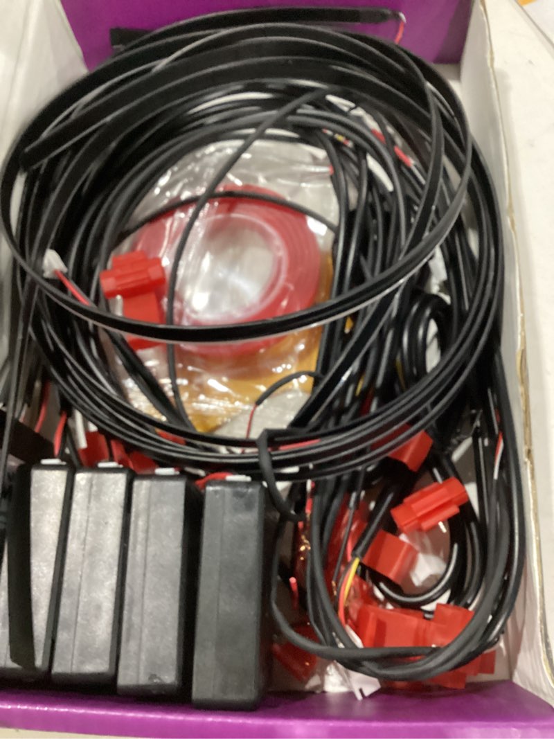 Condition photo showing As Is for dreamcolor acrylic interior car led strip light with wireless app, rgb 6 in 1 with 175 inches 593 leds fiber optic strip lights for car, dynamic chasing music sync neon car ambient lighting kits dreamcolor 6 in 1