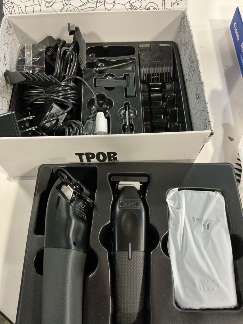 Condition photo showing Good Condition for tpob play barber hair clippers for men 7500 rpm with rubber grips (blackout 3 set)