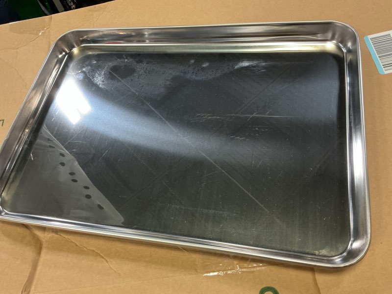 Condition photo showing Good Condition for baking sheets set of 2, bastwe 20 inch stainless steel bakeware baking pans, healthy & nontoxic & rustproof & easy clean & dishwasher safe
