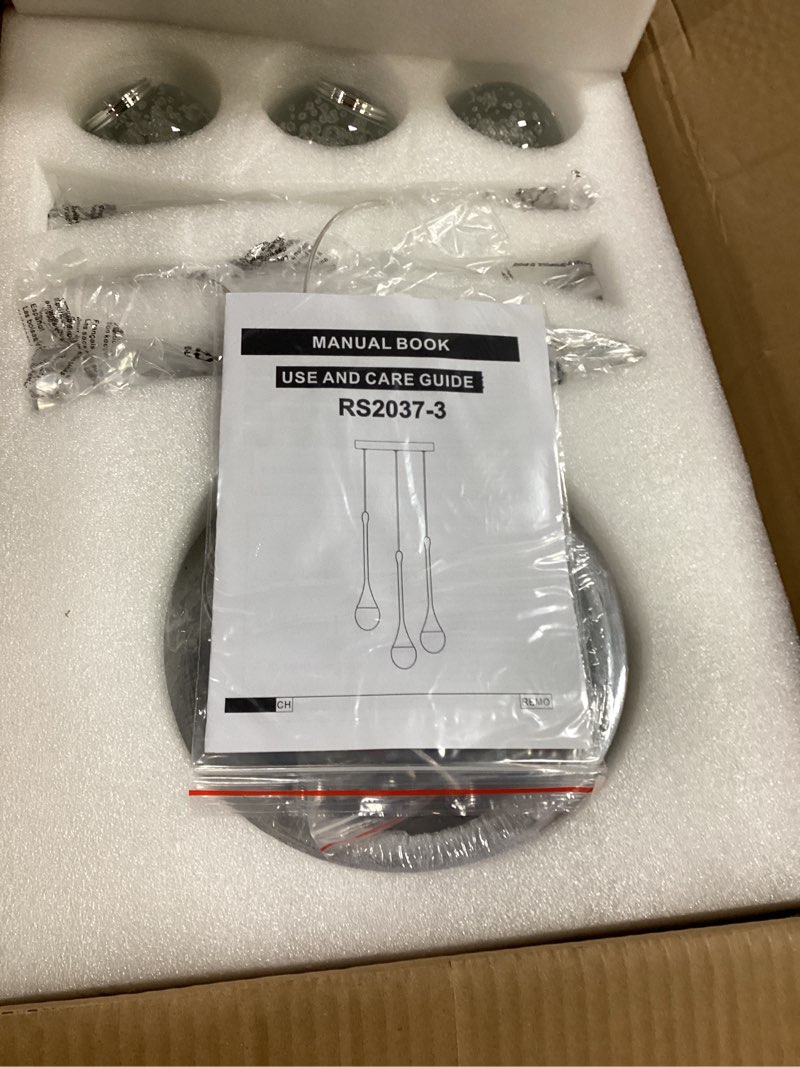 Condition photo showing Good Condition for cenozo 3-Lights Modern Pendant Lights for Kitchen Island LED Dimmable Crystal Glam Ceiling Pendant Lighting Chandelier for Dining Room Hallway Bedroom Corner Lamp Brushed Nickel Silver 3 Lights