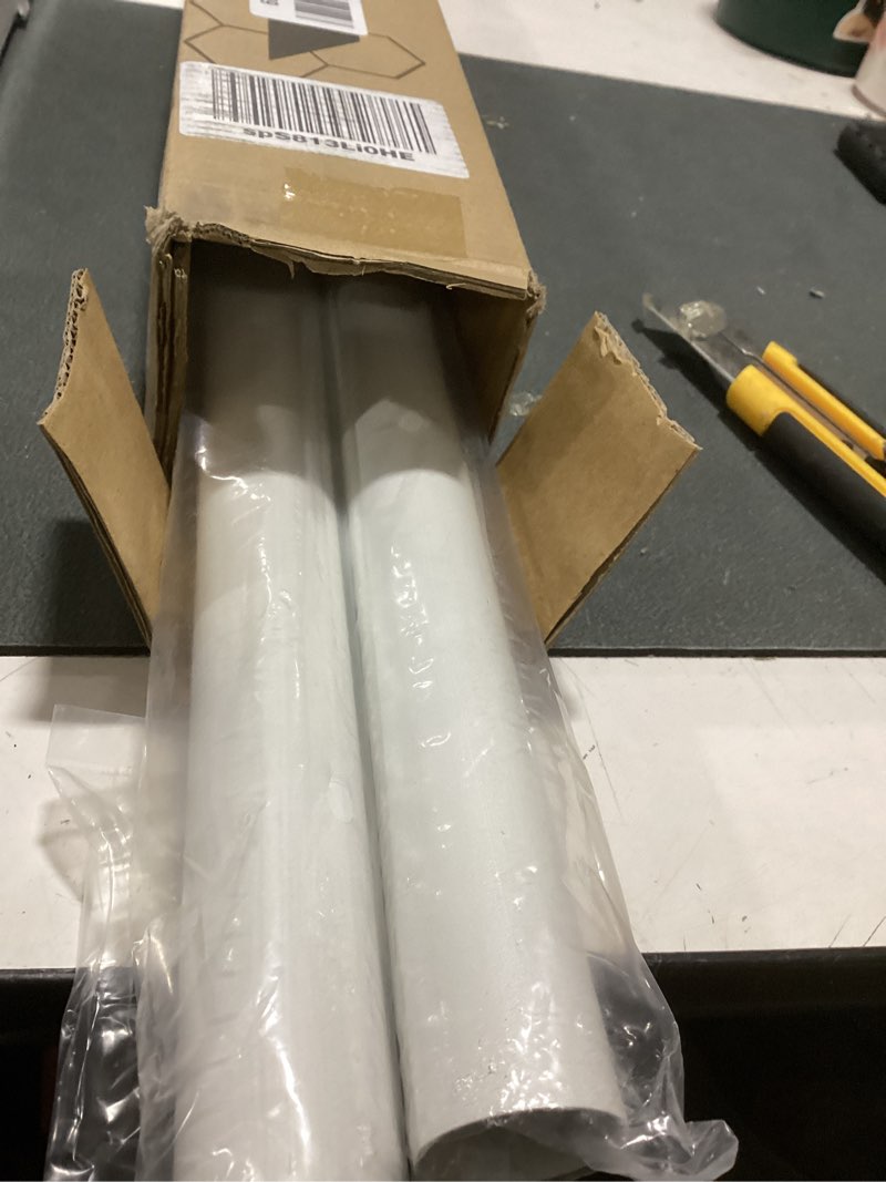 Condition photo showing As Is for tension curtain rod by ezfurni,42-123 inches,heavy duty tension rods for windows, no drilling adjustable curtain rod for patio, hold up blackout curtains and non slip, white white 42-123 inch 1set