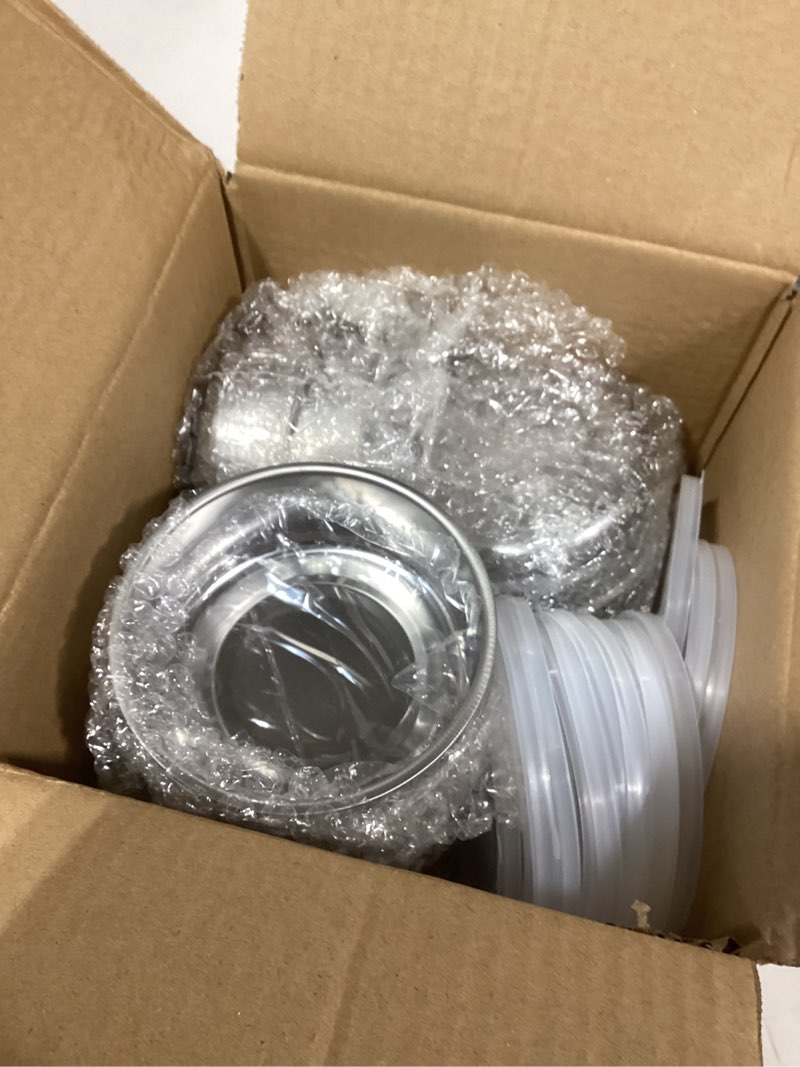 Condition photo showing As Is for 16 Pcs 9 oz Stainless Steel Containers with Lids Unbreakable Stainless Steel Food Containers with Plastic Lids Round Leak Proof Metal Lunch Box Mini Storage Bowls, SIlver, White Lid