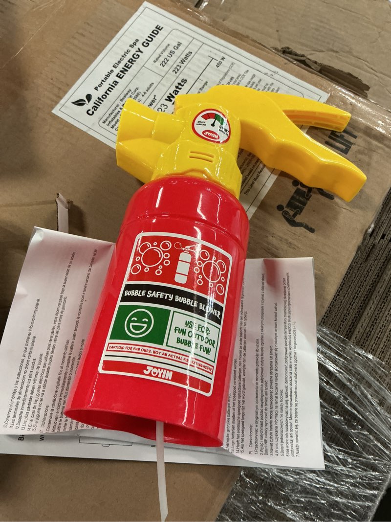 Condition photo showing Good Condition for syncfun automatic fire extinguisher bubble machine, fireman themed, high output with 230ml solution, 1-count