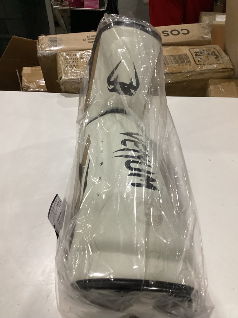 Condition photo showing Good Condition for white withblack and gold venum venum elite standup shin guards