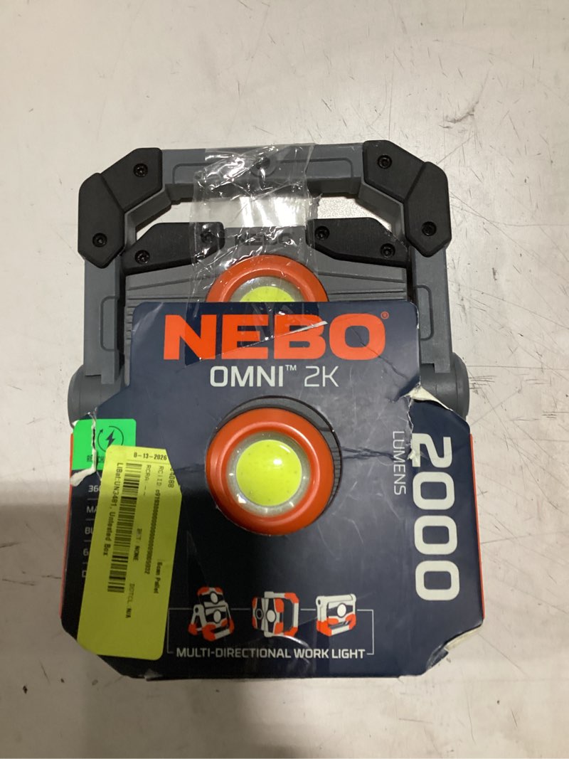 Condition photo showing As Is for nebo omni 2,000 lumen cob led black rechargeable handheld work light