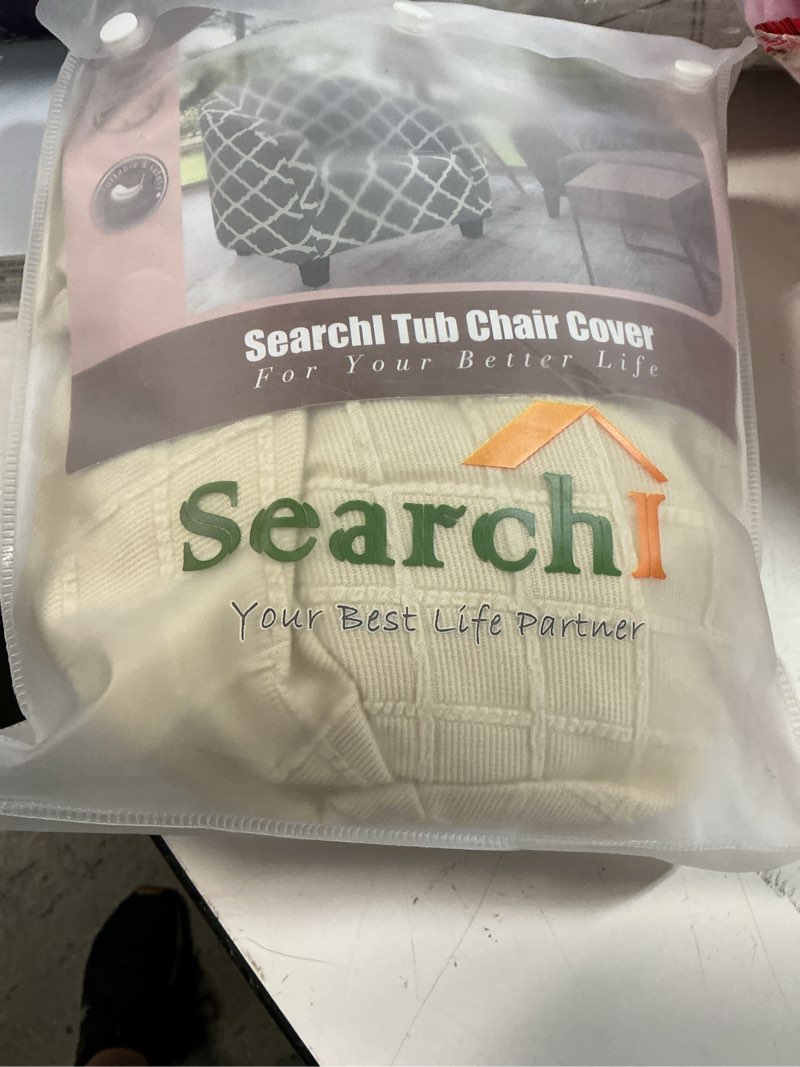 Condition photo showing New/Like New for searchi club chair slipcover stretch barrel chair covers jacquard tub chair slipcover spandex armchair sofa cover removable couch furniture protector arm chair cover for living room(beige rhombus)