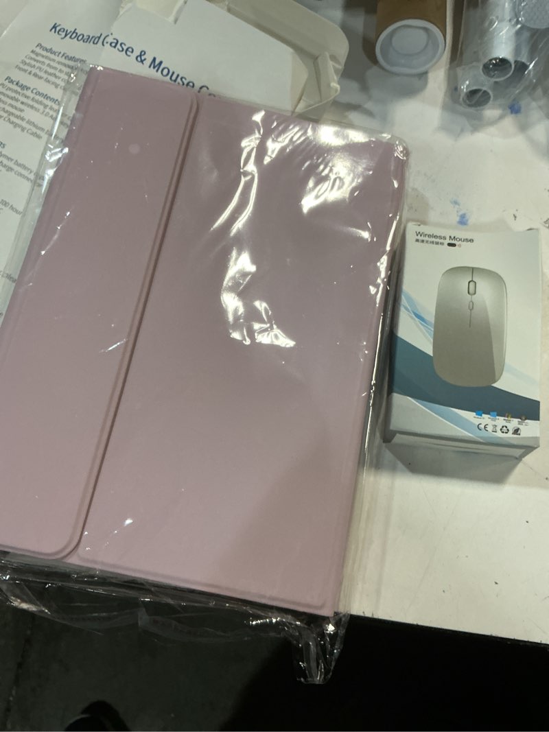 Condition photo showing New/Like New for Backlit Keyboard Case for Samsung Galaxy Tab S10 Lite/ S10 FE/ S9 FE 10.9-11 Inch, 3 Color Backlit, Detachable Keyboard, with S Pen Holder and Mouse 10.9/11inch-Tab S10lite/S10FE/S9FE/S9/S8/S7 pink