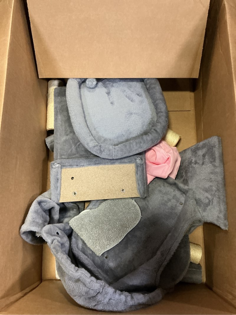Condition photo showing As Is for YUNIQUE YUNWEI Newest Cat Tree with Cat Condo and Big Hammock?Grey