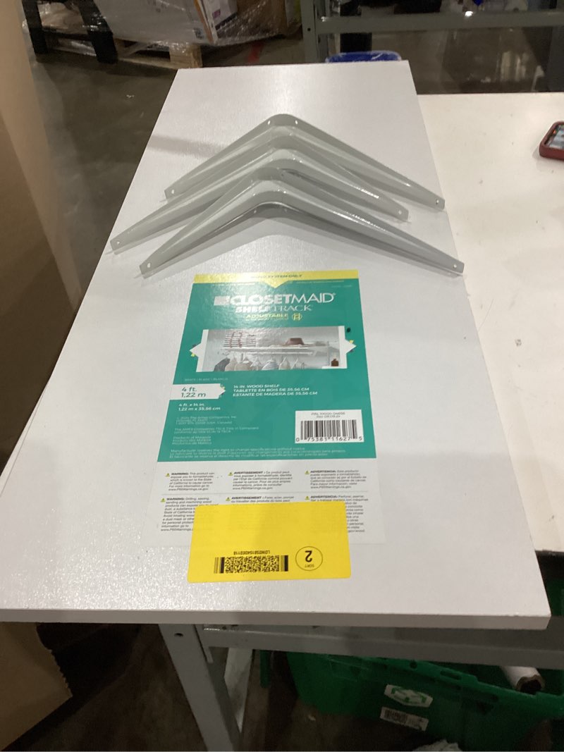 Condition photo showing Good Condition for closetmaid suitesymphony wood top shelf, add on accessory, closet shelf, 48 in. wide, pure white