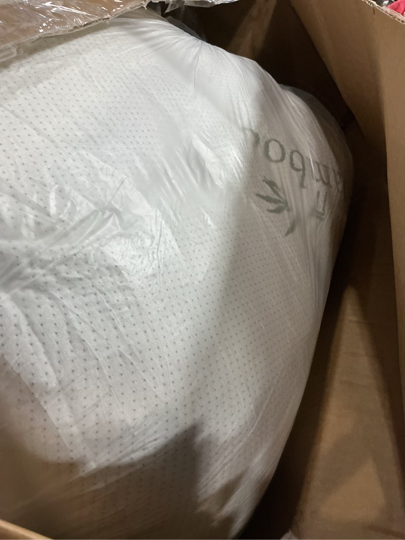 Condition photo showing As Is for DOWNCOOL 3 Inch Queen Mattress Topper – Cooling Memory Foam Mattress Topper for Back Pain Relief, Breathable Bamboo Viscose Air Layer, 1700 GSM Fill, Deep Pocket Fits 8–21 Inch