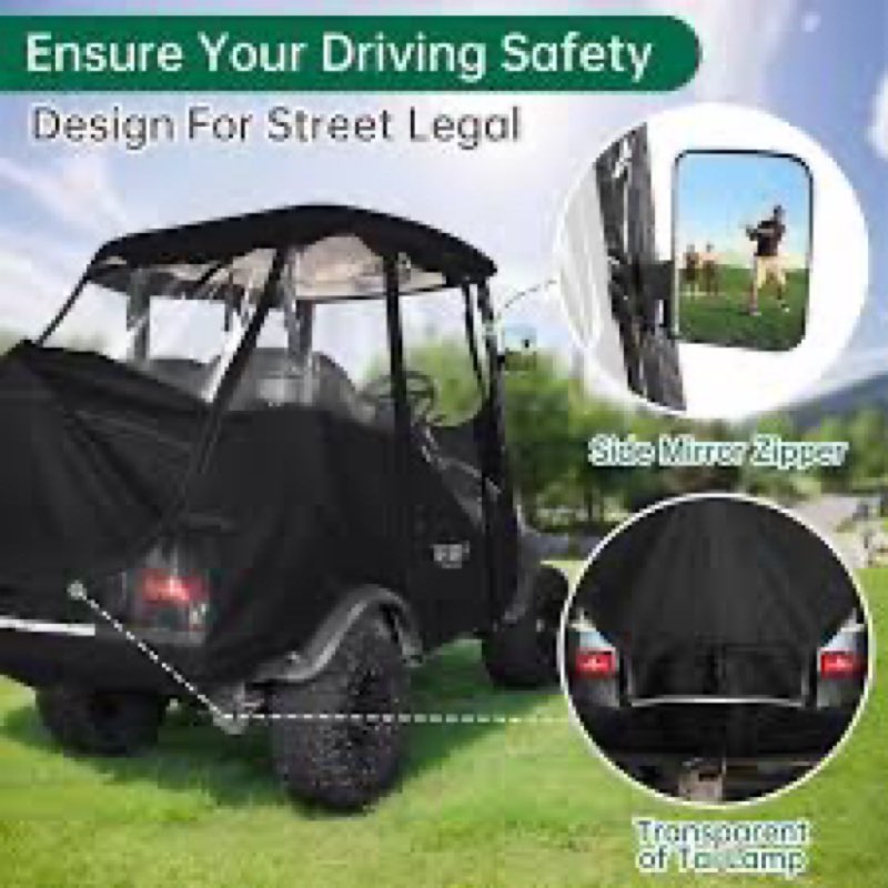 10L0L Golf Cart Enclosure For 4 Passengers Club Car Precedent All-Weather Waterproof Cover