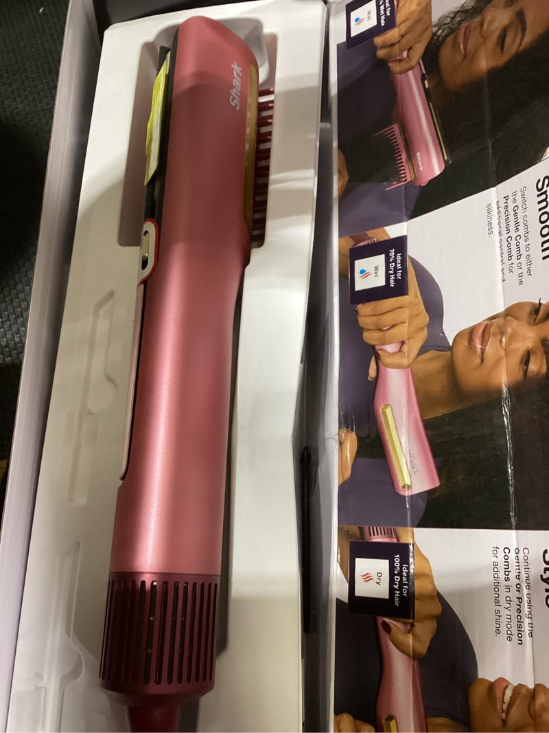 Condition photo showing Good Condition for shark silkipro™ straight | wet-to-dry straightener + rapid blow dryer | 3 interchangeable combs | ultra-fast drying | no heat damage | for all hair types | rose petal | ht400pk plum satin