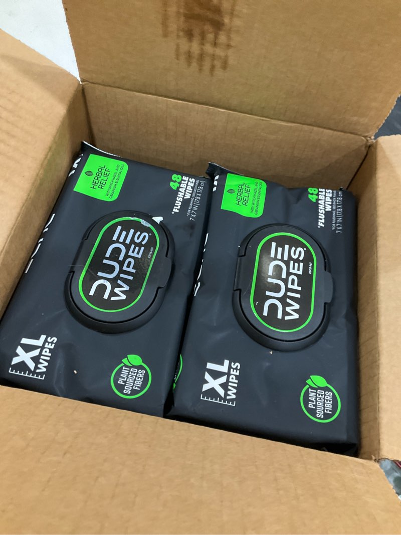 Condition photo showing New/Like New for DUDE Wipes - Flushable Wipes - 6 Pack, 288 Count - Mint Chill - Vitamin-E, Aloe, Eucalyptus & Tea Tree Oils - Septic and Sewer Safe Mint 48 Count (Pack of 6)