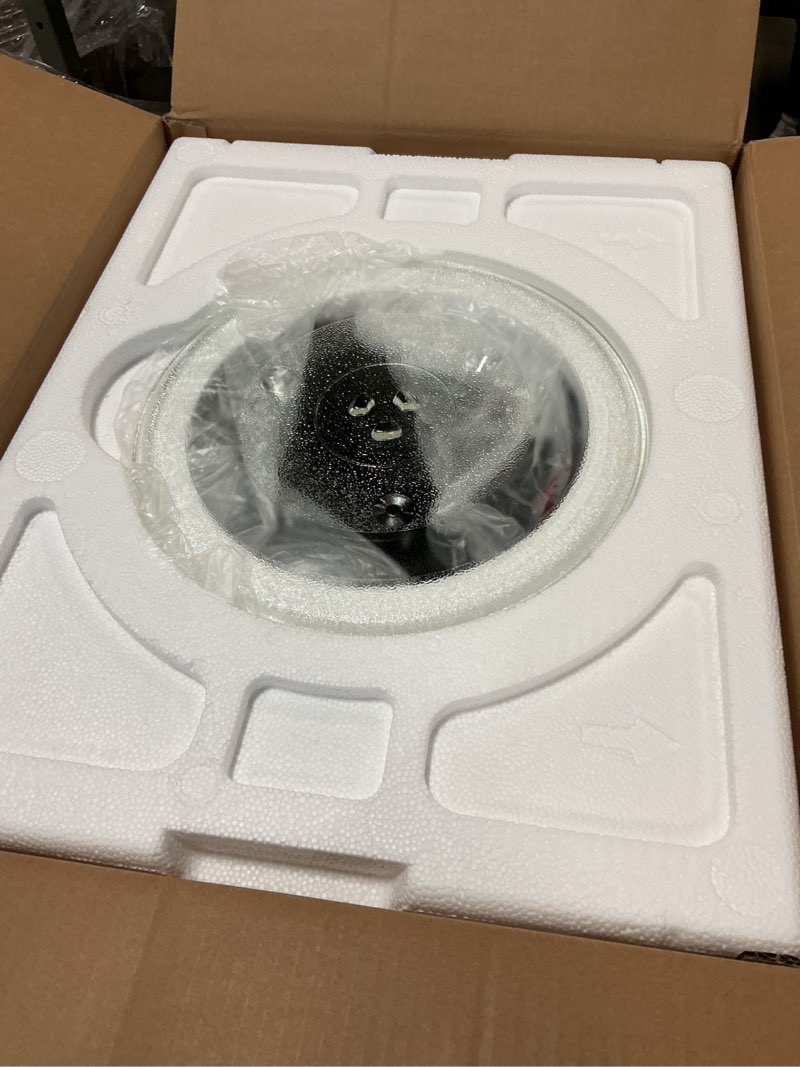 Condition photo showing As Is for Farberware 1.2 Cu. Ft. Countertop Microwave Oven – 1000 Watts Power, Auto Cook Settings, Defrost, Easy Clean and Child Safety Lock - Stainless and Black 1.2 Cu. Ft Stainless Steel